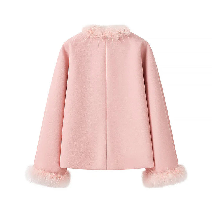 Elegant ladies wool jacket with plush collar and practical pockets Amarae