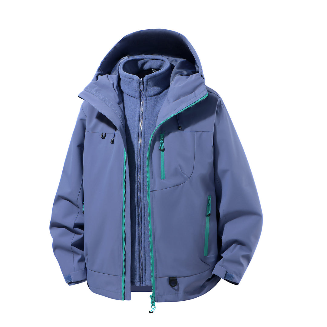 Men's two-piece waterproof softshell parka with removable fleece inner jacket, adjustable hood, and multifunctional pockets Amarae