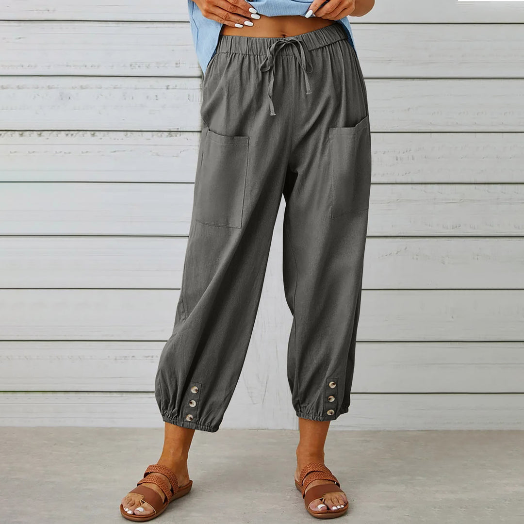 Casual airy trousers for ladies with elastic waistband and pockets Lune London