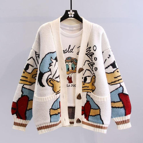 Ladies Large knitted cardigan with playful pattern Amarae