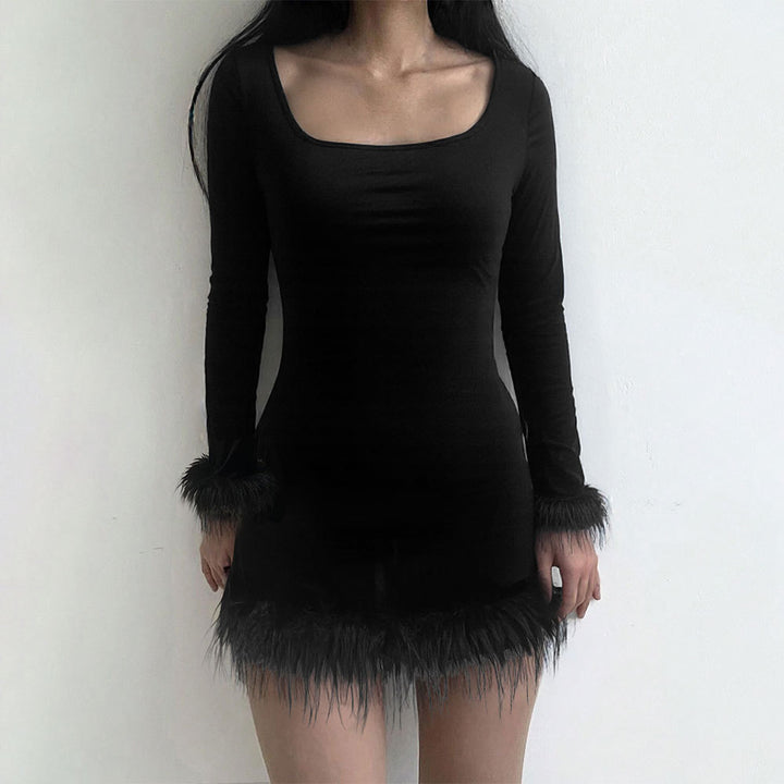 Robe mini femme avec des manches longues élégantes et des finitions plumetis Chic & Stil