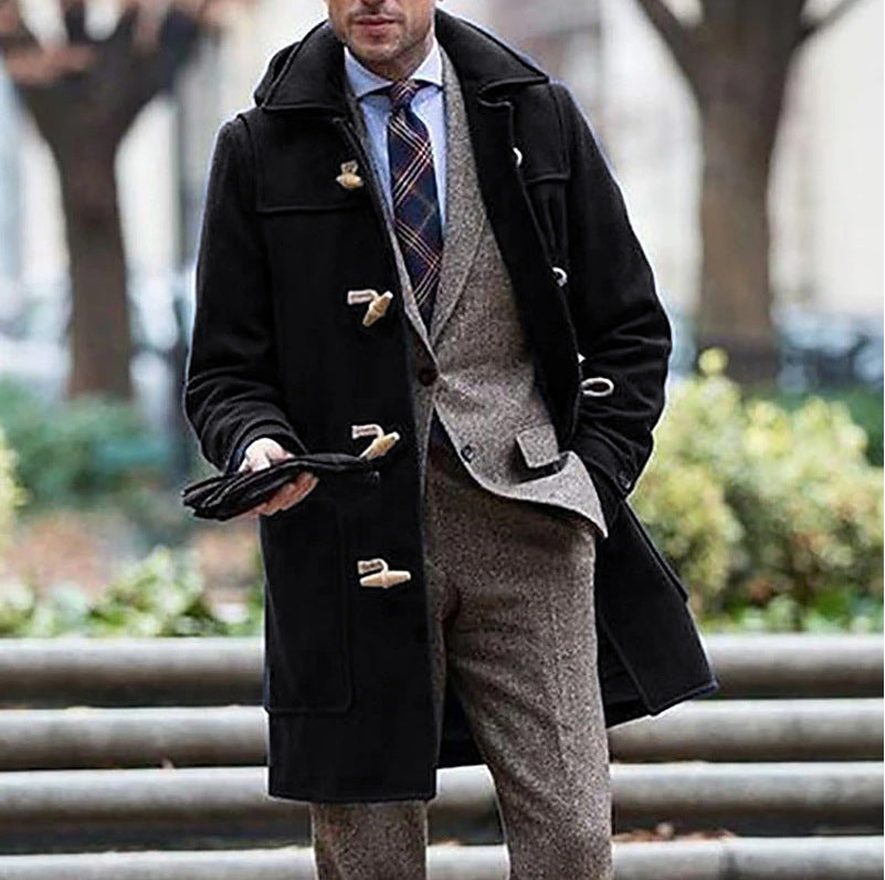 Elegant Duffle Coat for men in high-quality wool with hood and practical buttons Amarae