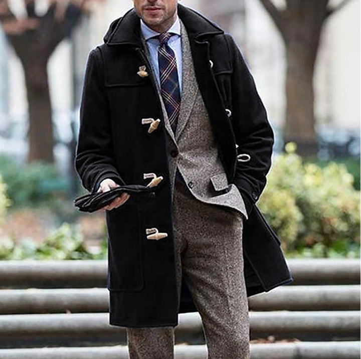 Elegant Duffle Coat for men in high-quality wool with hood and practical buttons Amarae