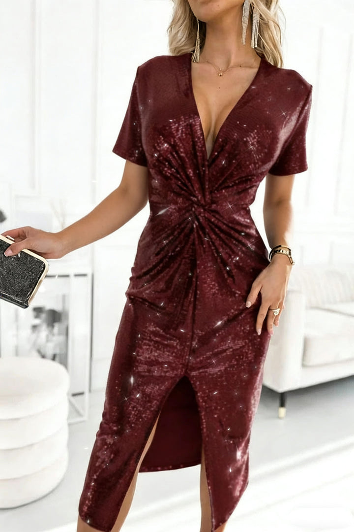 Women's Glamorous Cocktail Dress with Exciting Slit Design Lune London