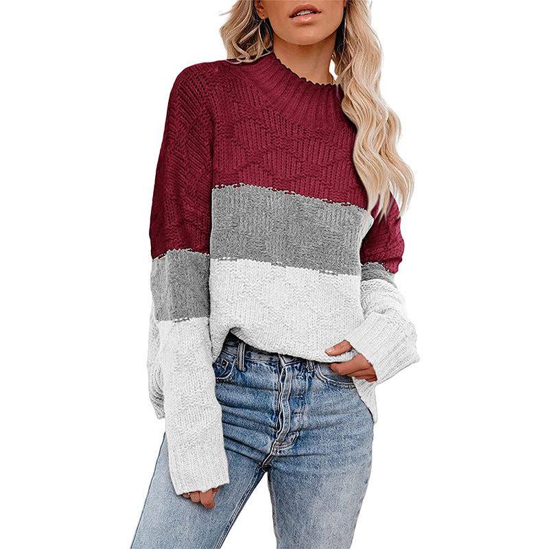 Women’s chunky knit sweater with modern block design Lune London