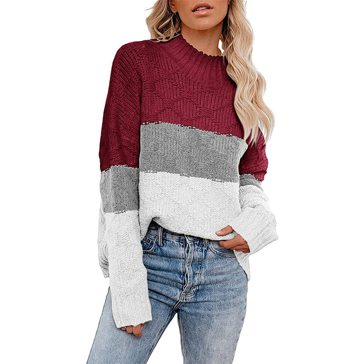 Women’s chunky knit sweater with modern block design Lune London