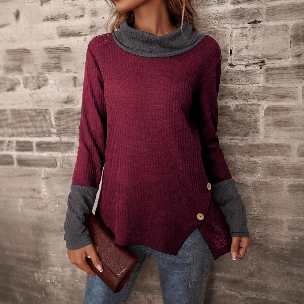 Woman Trendy top with asymmetrical hem and chic collar Lune London