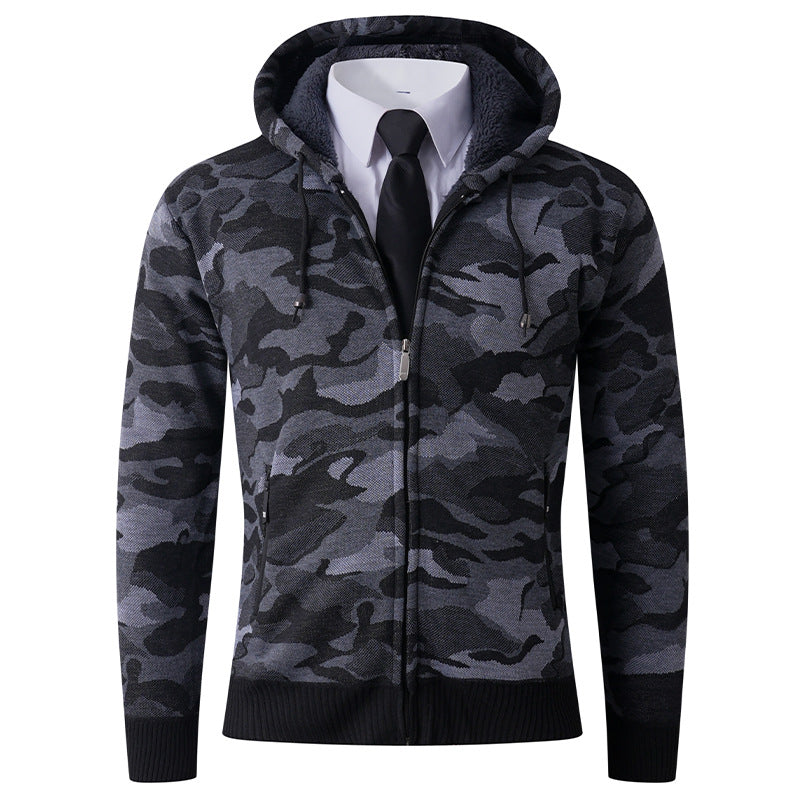 Trendy hooded jacket for men with lined hood and powerful camouflage pattern Lune London