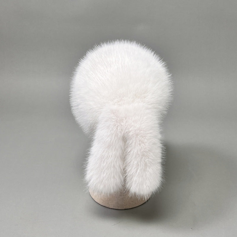 Women’s plush faux fur trapper hat with earflaps and decorative tail Amarae