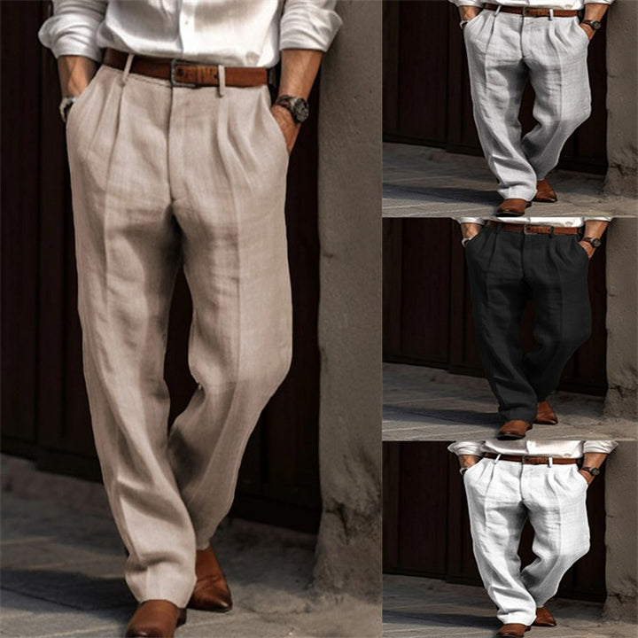 Men's Elegant Linen Trousers with Straight Leg Lune London