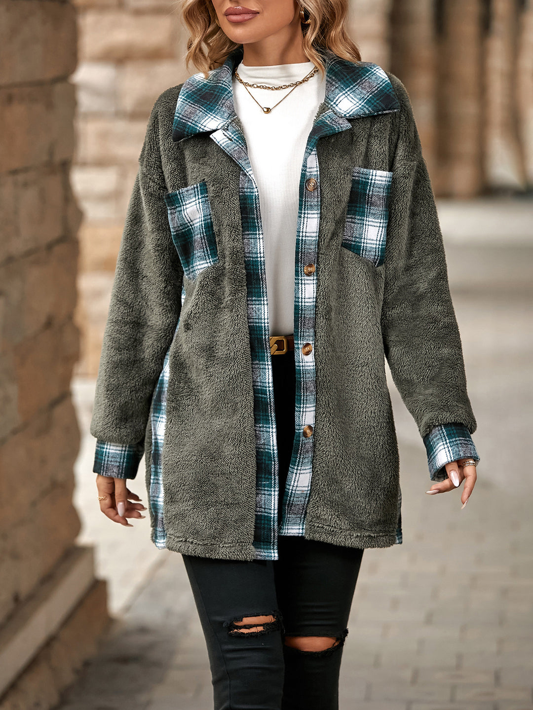 Flannel jacket for women with soft plush Lune London