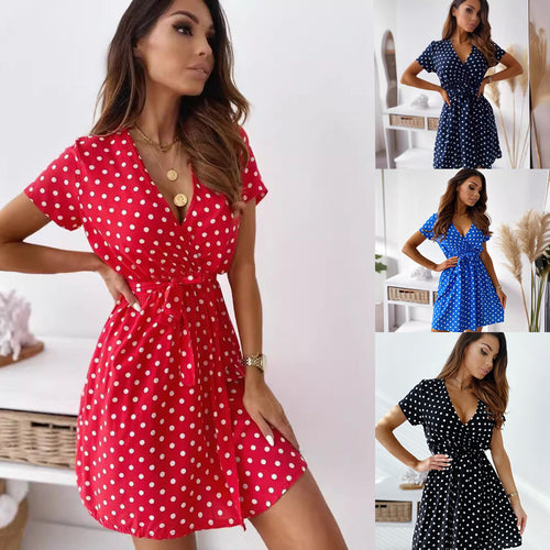 Amarae polka dot mini wrap dress