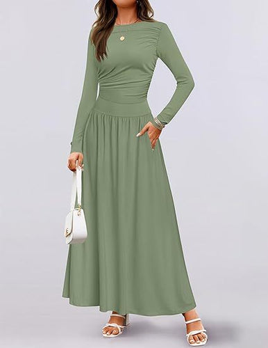 Maxi dress for women with long sleeves and practical pocket design Amarae