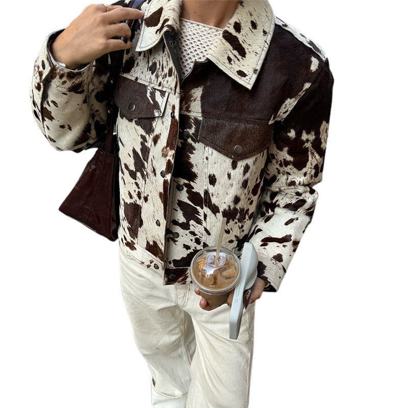 Trendy denim jacket for women with a modern design in cow leather Lune London