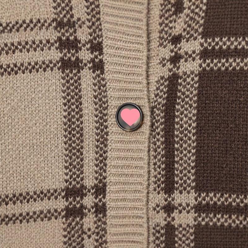 Ladies comfortable checked knit cardigan Lune London