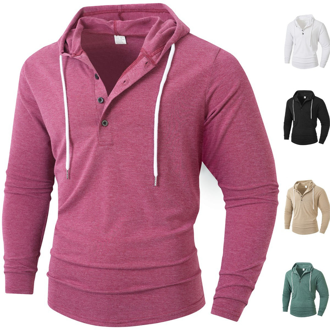 Men's Hoodie with buttoned collar and drawstring Lune London