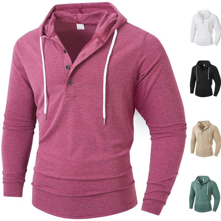 Men's Hoodie with buttoned collar and drawstring Lune London