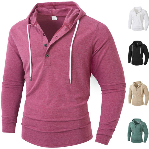 Men's Hoodie with buttoned collar and drawstring Amarae