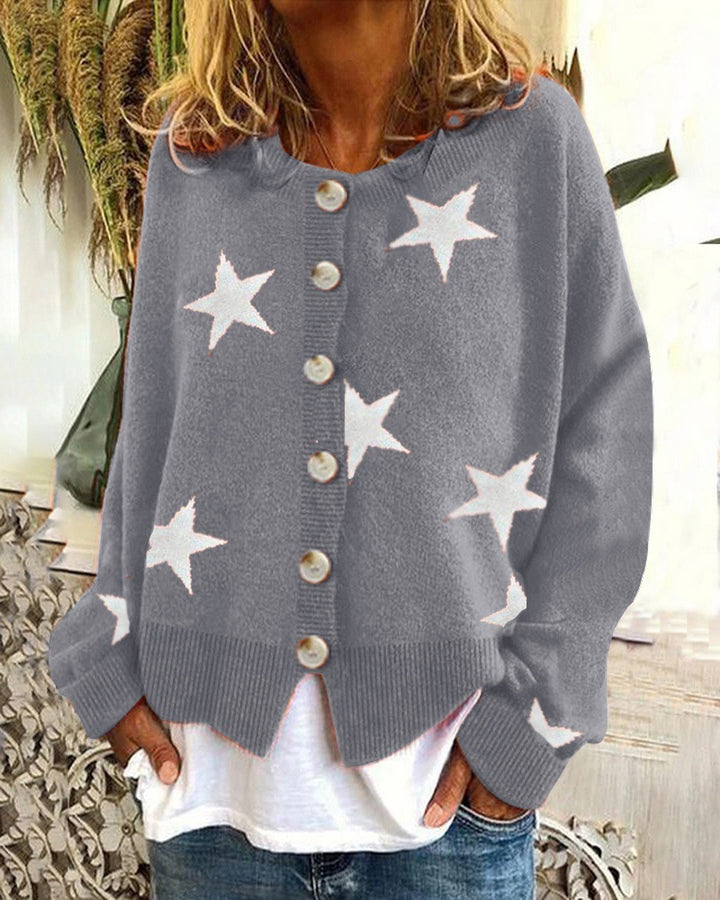Casual knitted jacket for women with star pattern Lune London