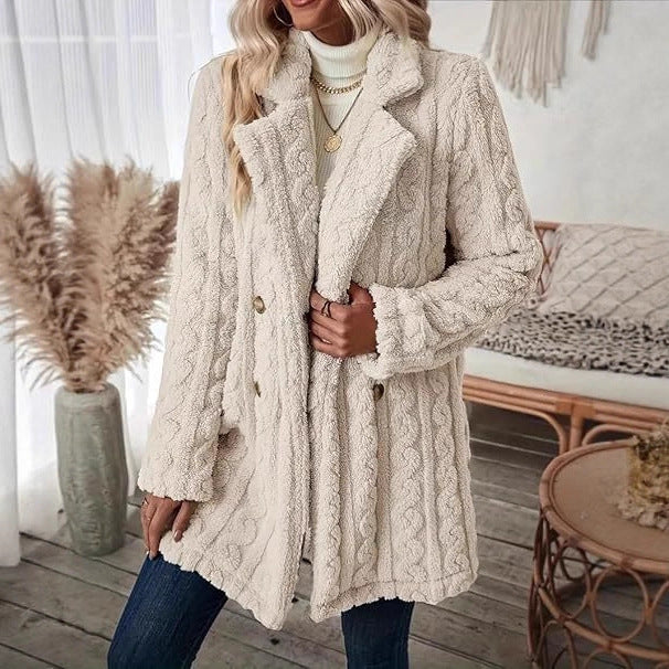Hooded coat for women with structured design and large buttons Lune London