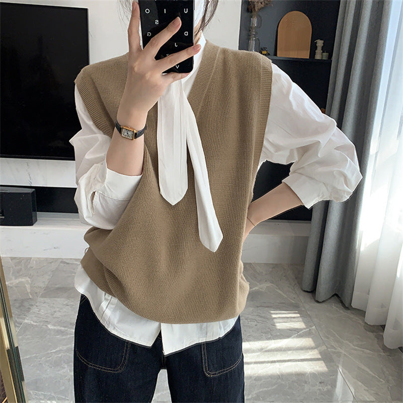 Gilet en tricot pour femme avec décolleté en V et détails de boutons Chic & Stil