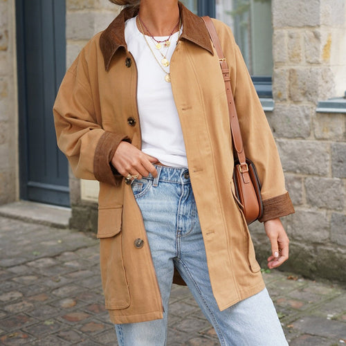 Casual cotton jacket for women with soft collar and practical pockets Amarae