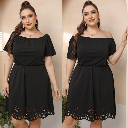 Off-Shoulder A-Line Dress for Women with Chic Cut-Out Detail and Style