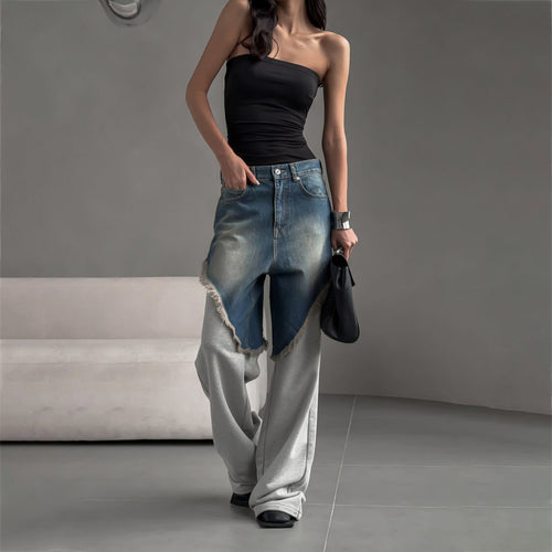 Oversized jeans for women with unique fringe details and a modern cut Amarae