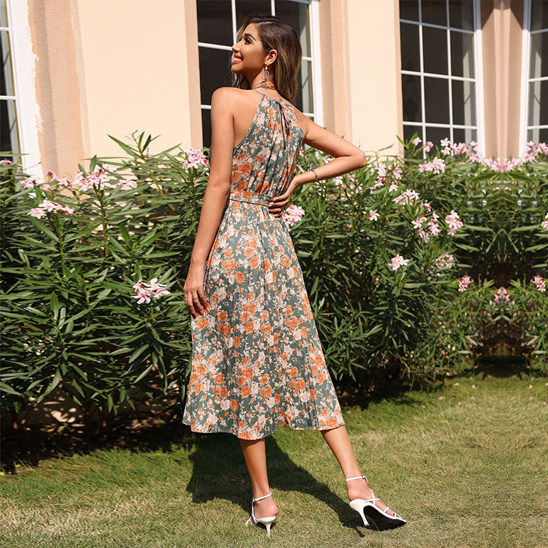 Lune London Women's Floral Maxi Dress with Waist Cord
