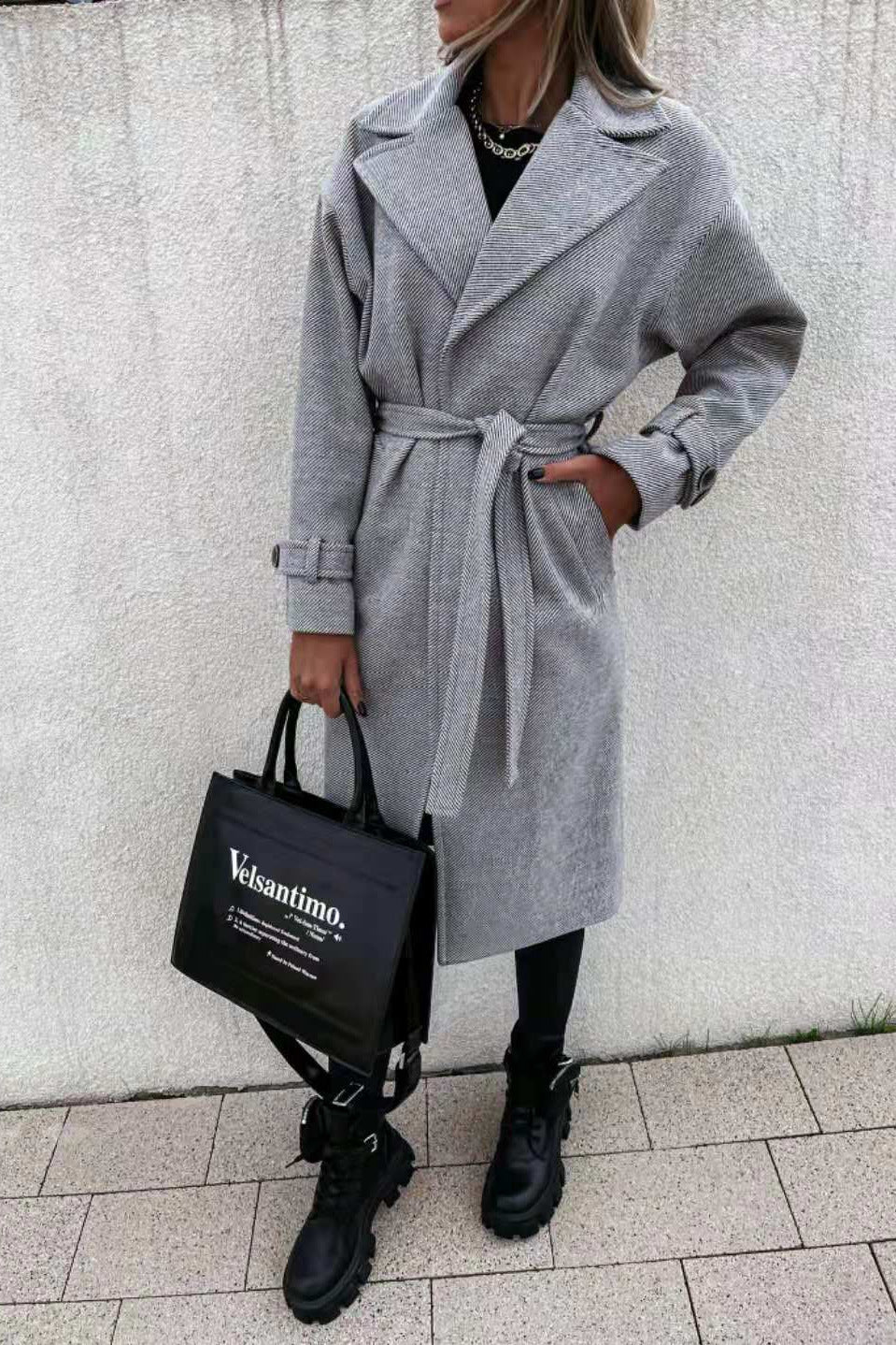 Elegant mid-length trench coat for women with adjustable belt Amarae