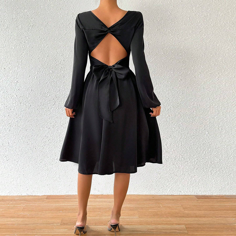 Robe dames en A avec un élégant col rond et des manches larges Chic & Stil