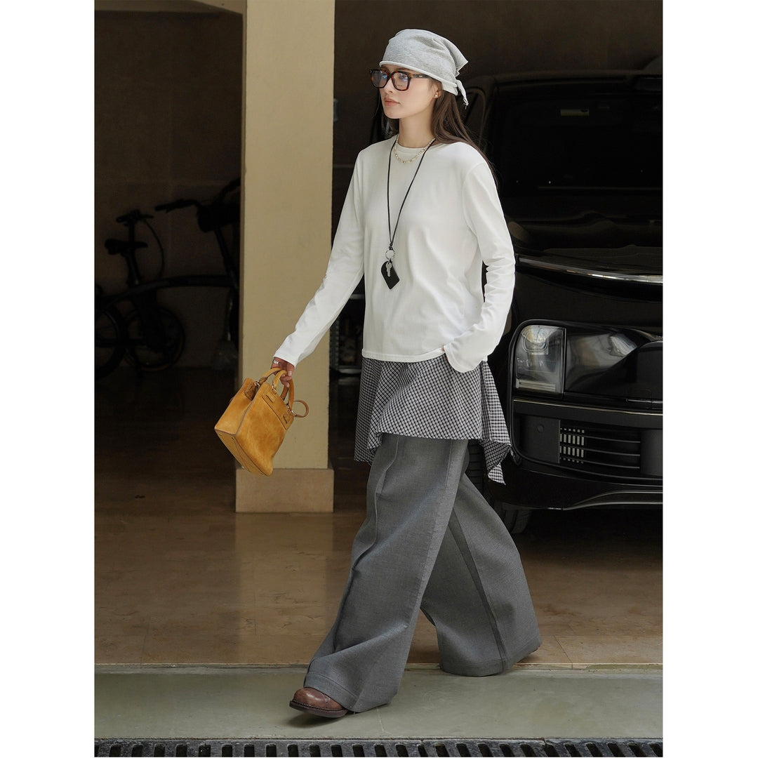 Women long sleeve shirt made of lightweight jersey with round neck Amarae