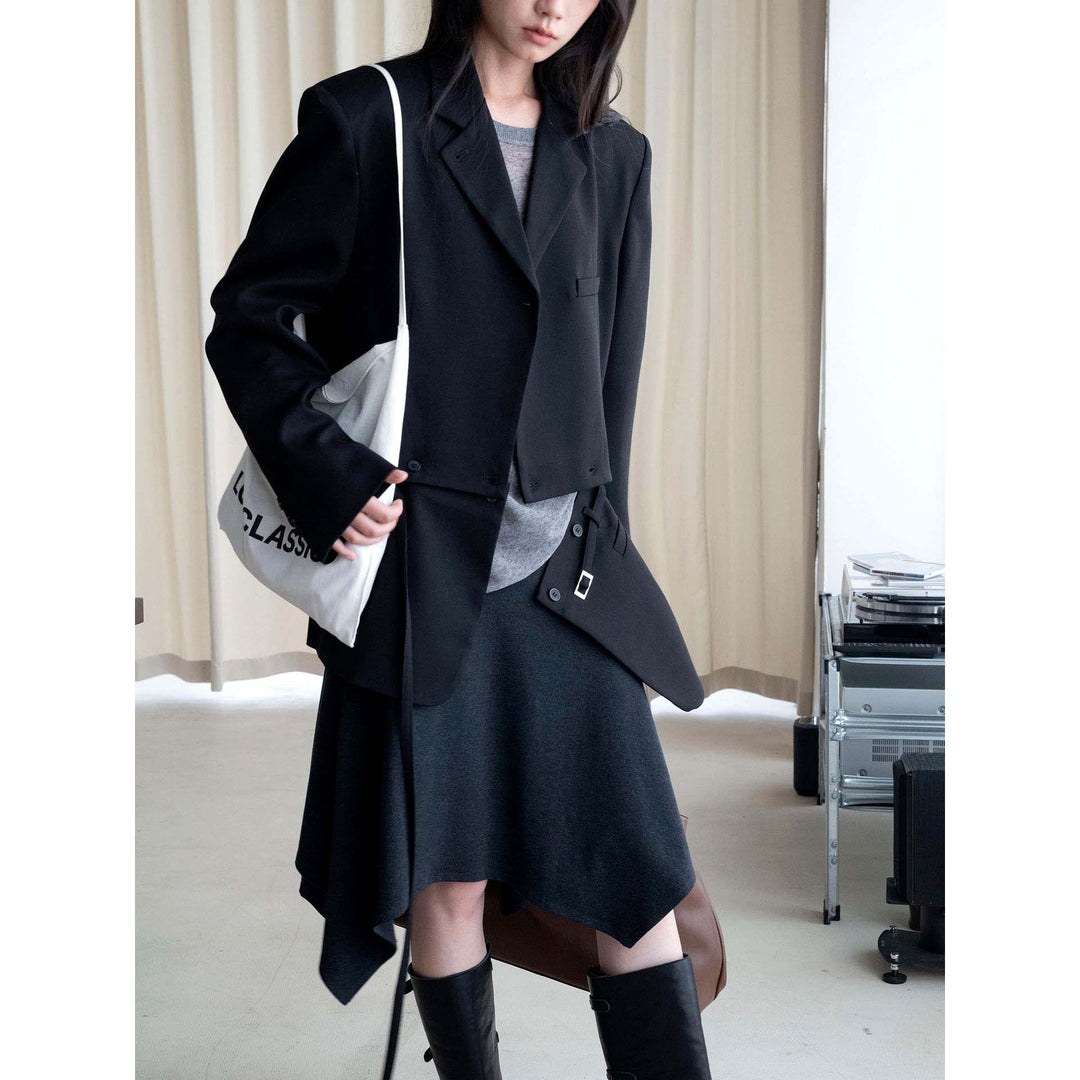 Women's Boxy Cut Blazer with Extended Shoulder and Clean Lapel Amarae