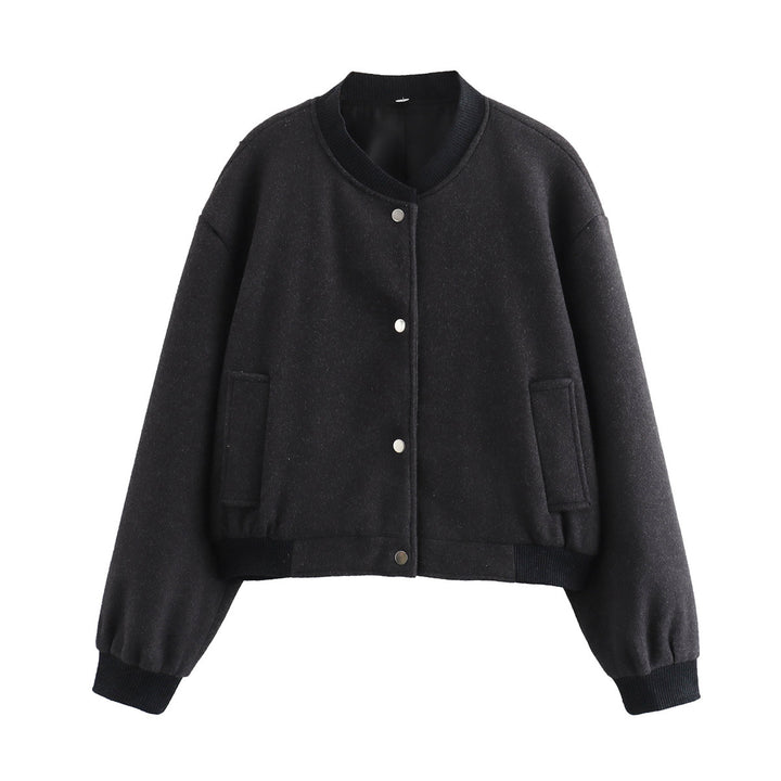 Casual bomber jacket for women in high-quality wool blend with practical pockets Lune London