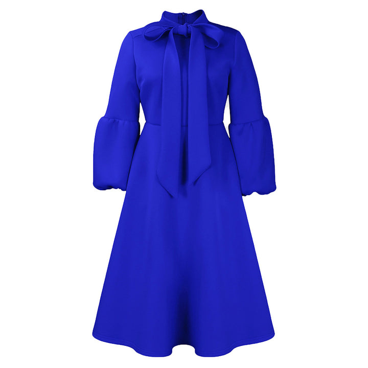 Midi dress for ladies with tie neck and voluminous sleeves Lune London