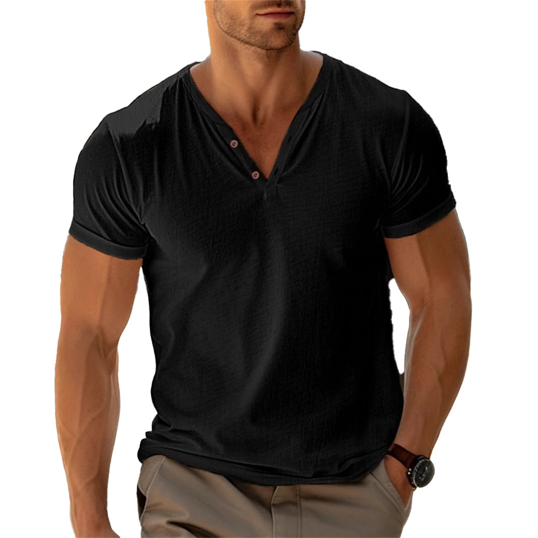 Casual Henley T-shirt for men with button placket and breathable fabric Lune London