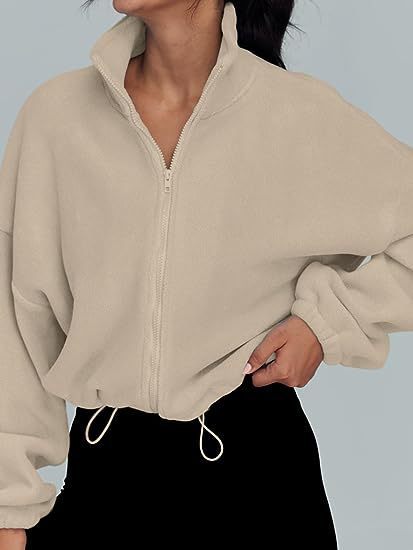 Casual zip fleece sweater for women with high collar Amarae