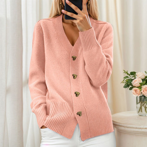 Knit jacket for women with heart-shaped buttons and a relaxed fit Amarae