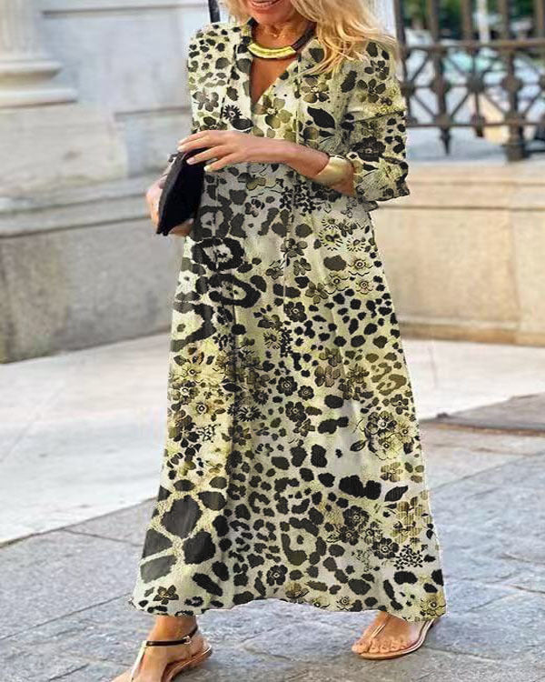 Maxi dress for women with a trendy leopard print and an elegant wrap design Lune London