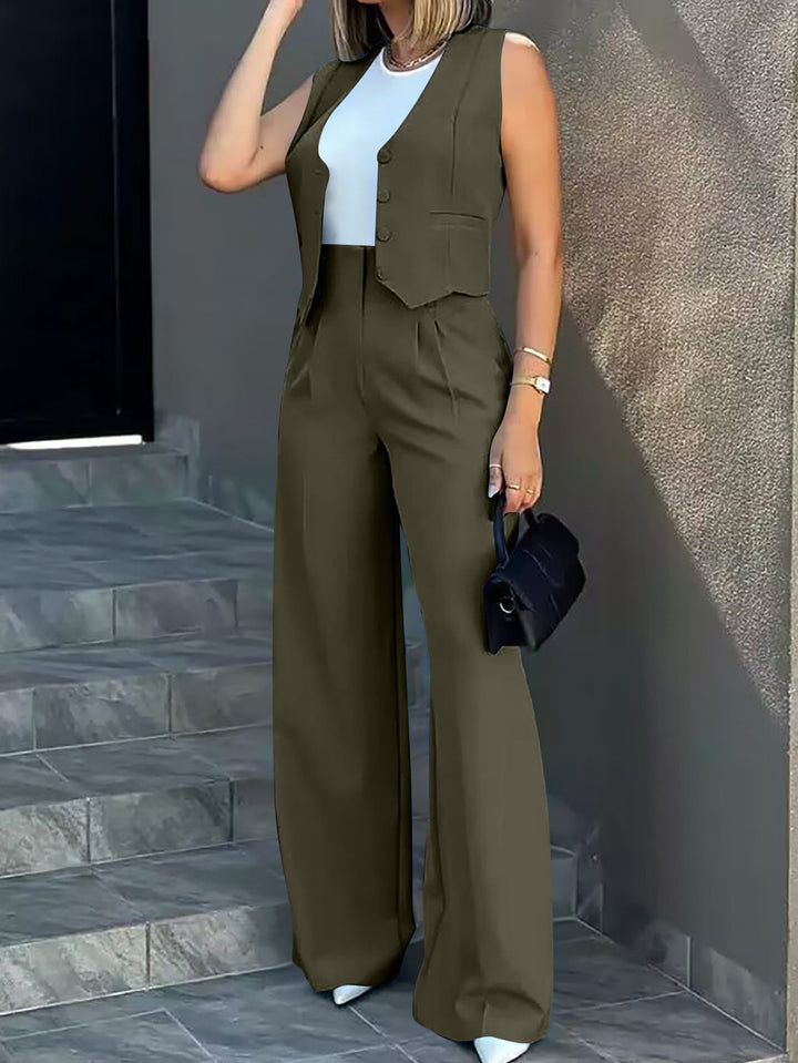 Women's Two-Piece Suit Set with Wide Leg Amarae
