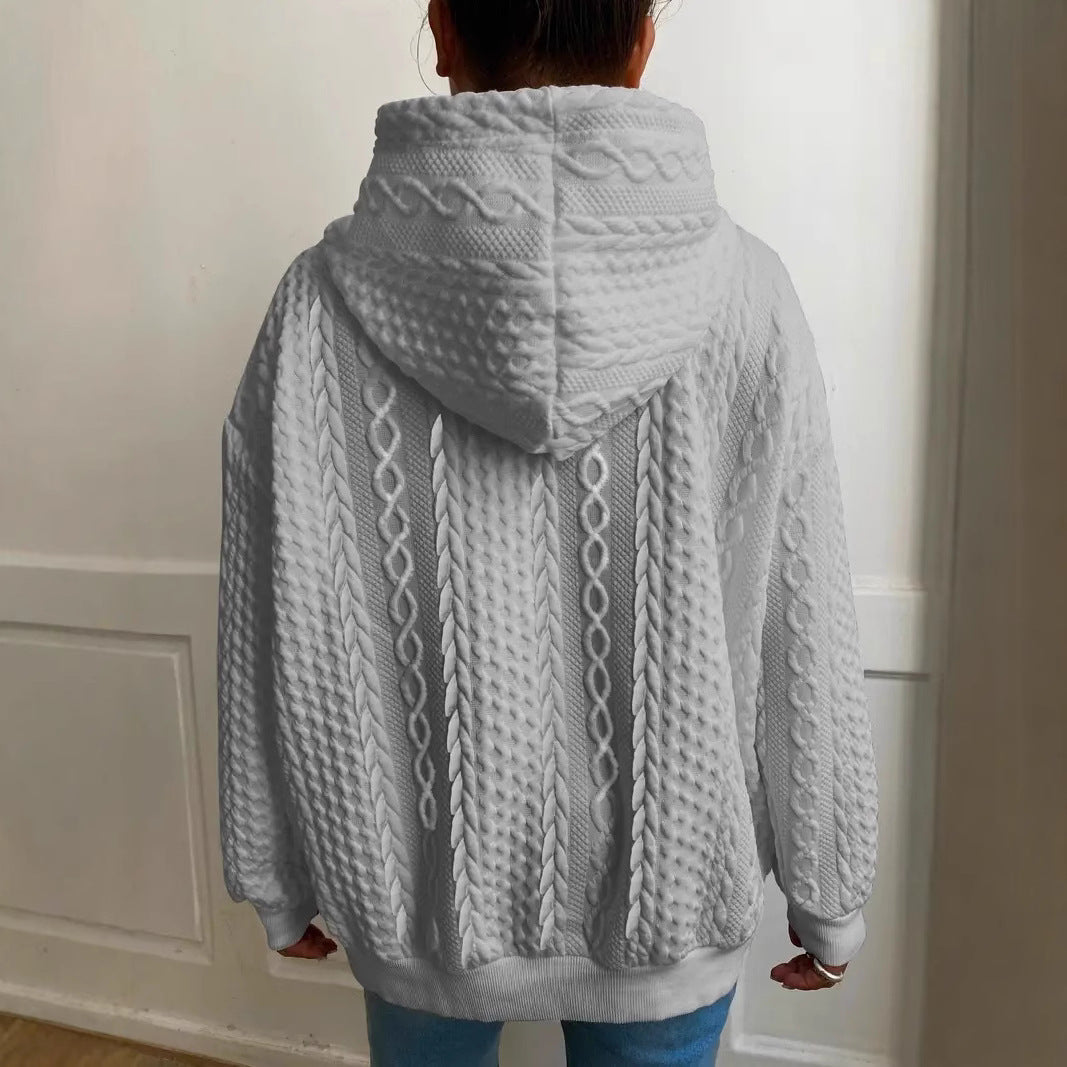 Ladies comfortable hoodie with chic and stylish textured knit design