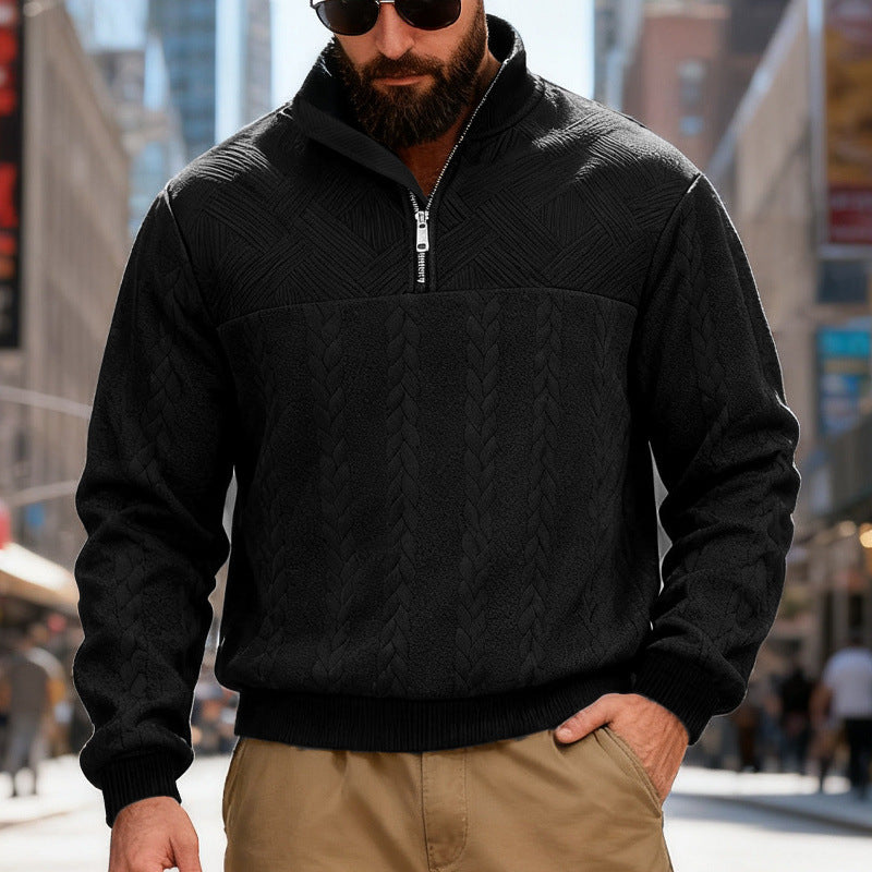 Fleece sweater for men with high collar and zipper Lune London