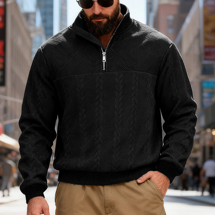 Fleece sweater for men with high collar and zipper Lune London