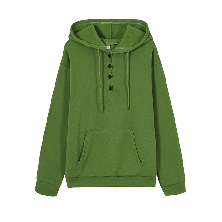 Hooded sweatshirt for women with button details and practical kangaroo pocket Lune London
