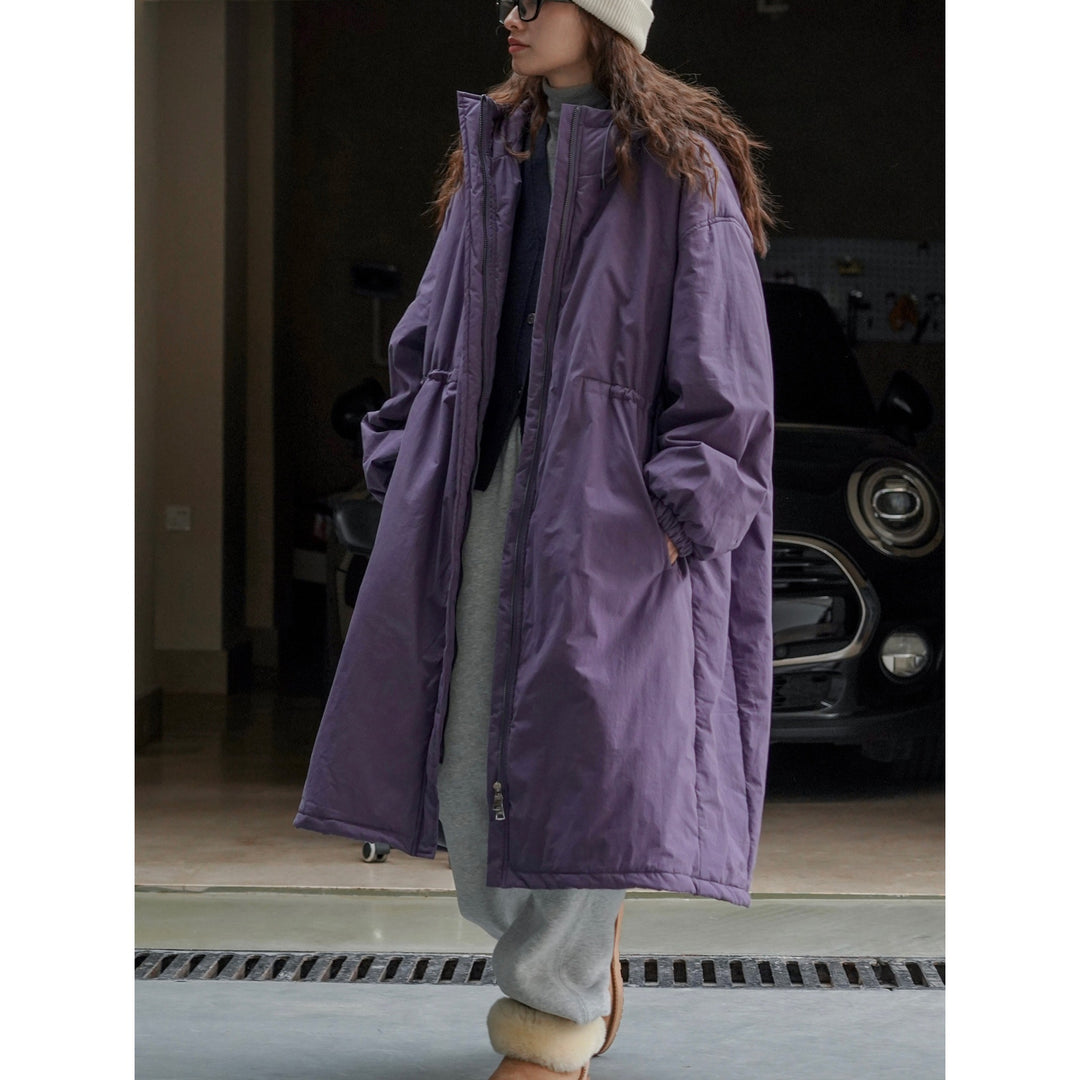 Women oversized padded long parka with drawstring and stand-up collar Amarae