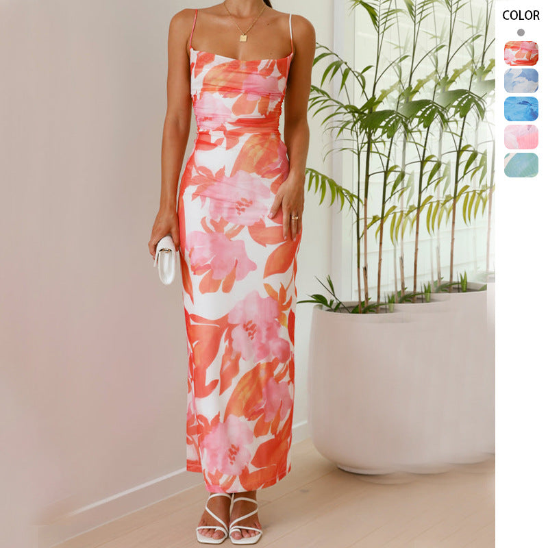 Women's maxi dress with sleeveless cut and elegant floral design Lune London