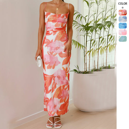 Women's maxi dress with sleeveless cut and elegant floral design Amarae