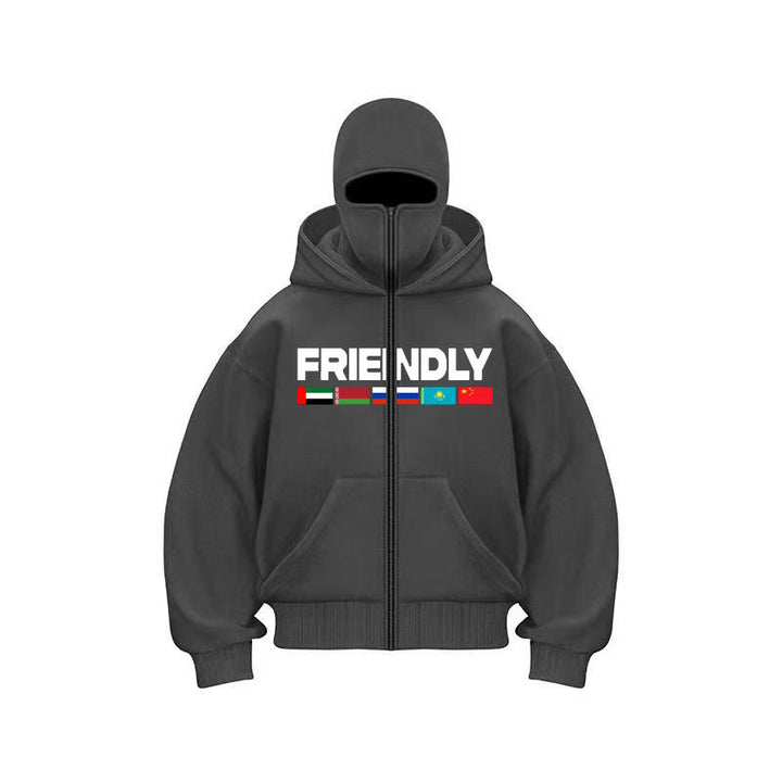 Hooded jacket for women with fixed zipper and striking graphic print Amarae