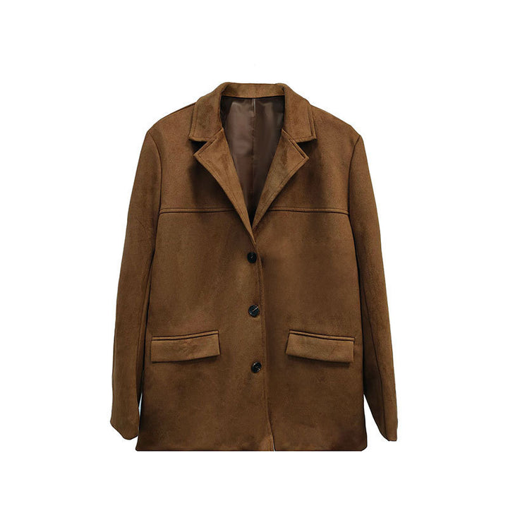 Women’s transitional jacket made of velvety-like material with practical pockets Lune London