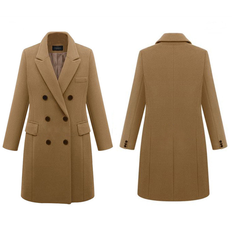 Elegant wool coat for women with double-breasted buttons and pockets Amarae
